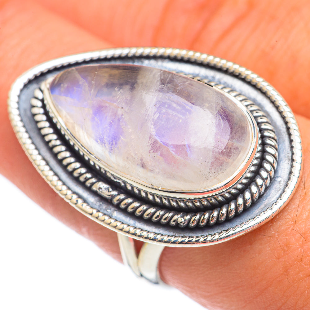 Rainbow Moonstone Rings handcrafted by Ana Silver Co - RING68980