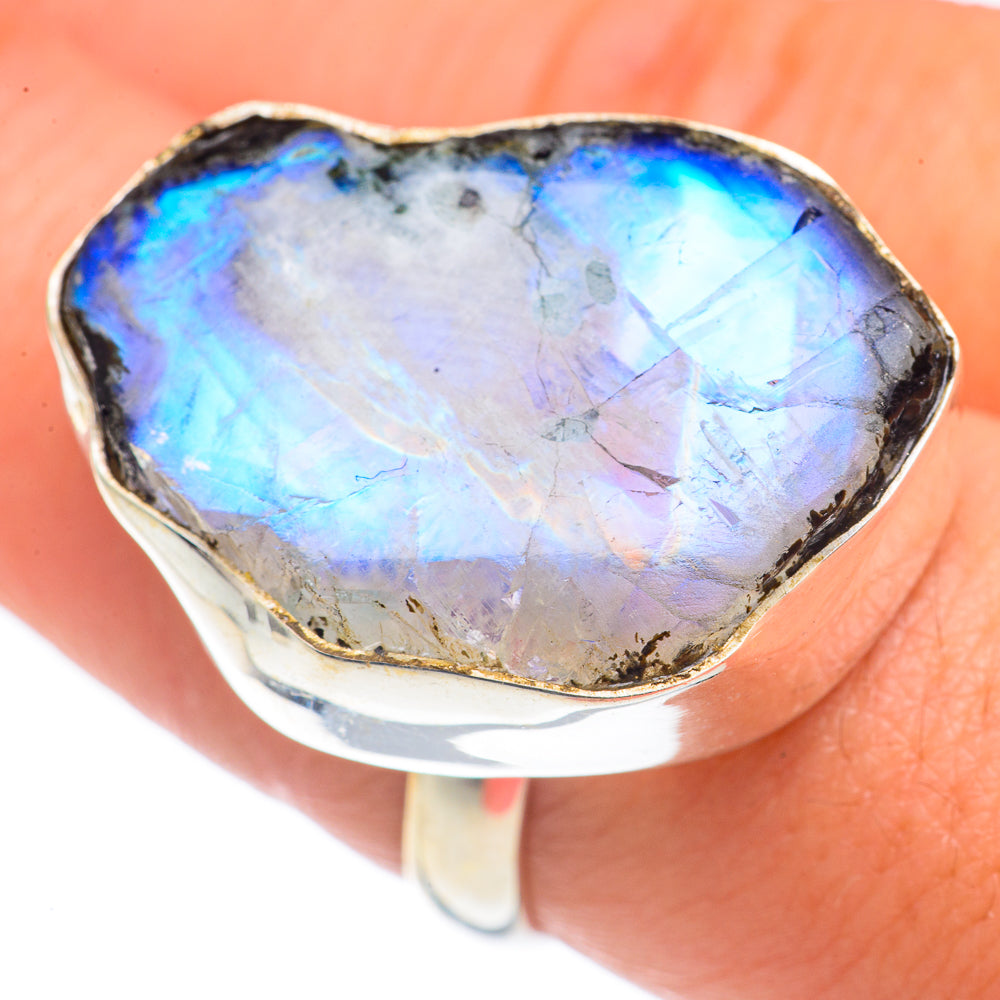 Rainbow Moonstone Rings handcrafted by Ana Silver Co - RING68981