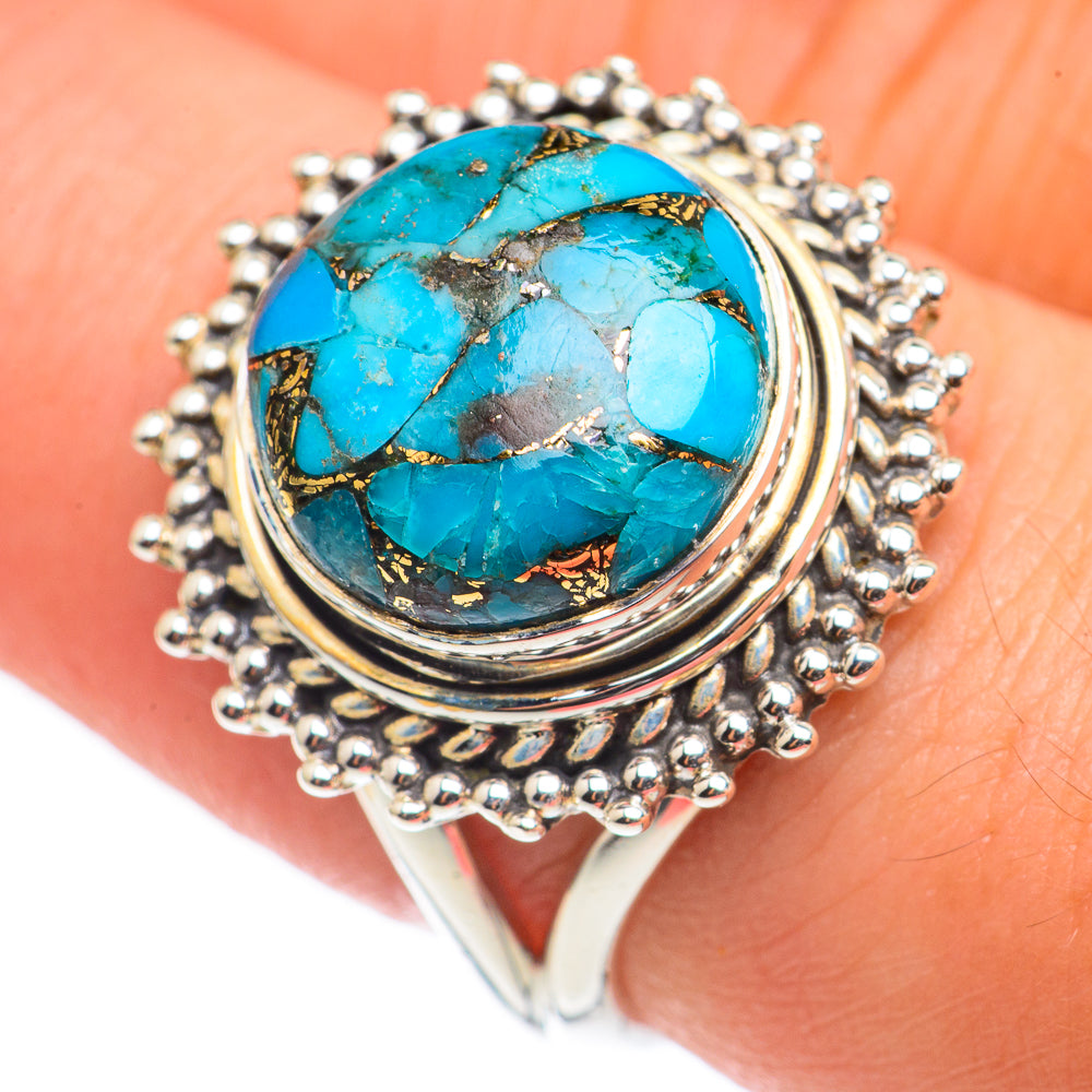 Blue Copper Composite Turquoise Rings handcrafted by Ana Silver Co - RING68987