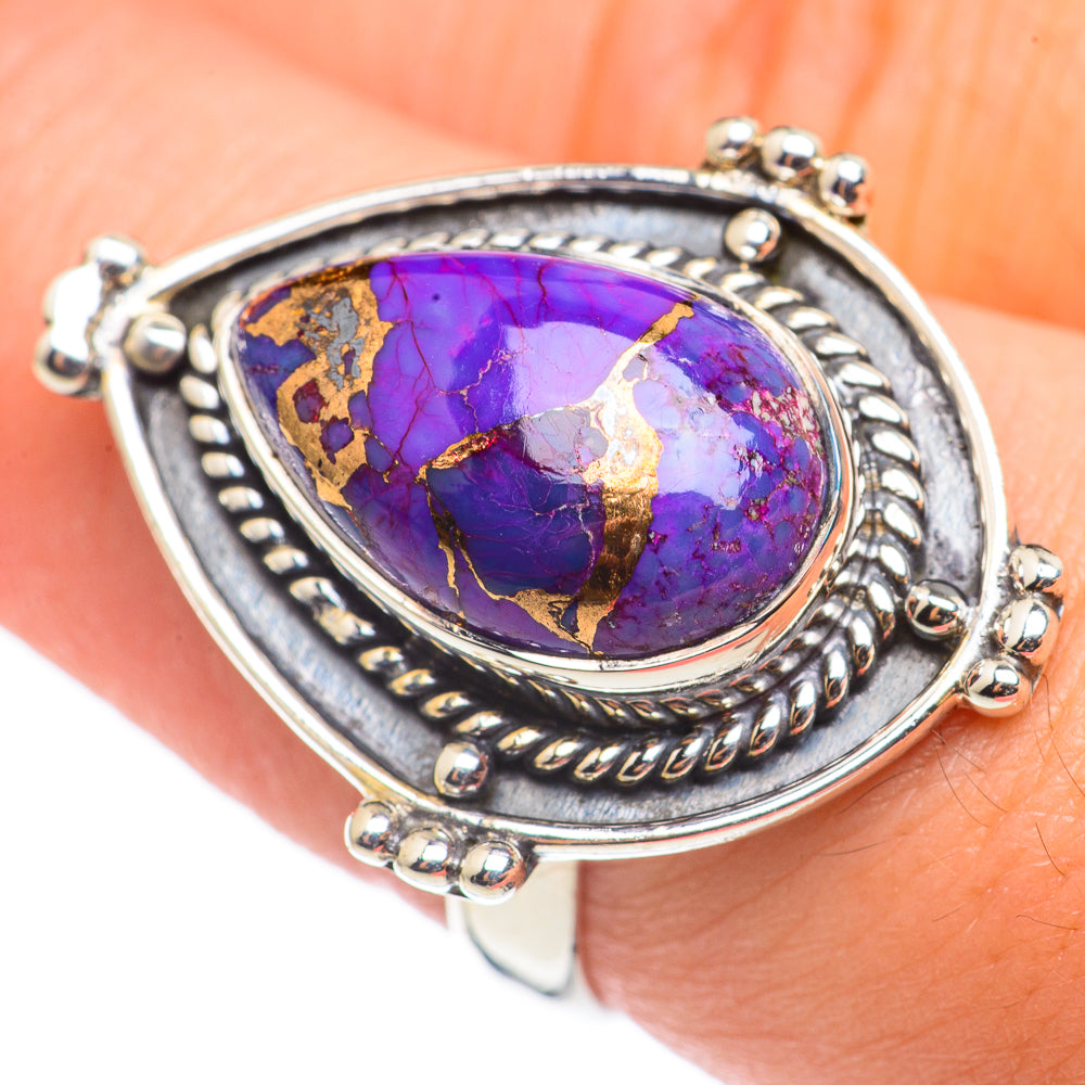 Purple Copper Composite Turquoise Rings handcrafted by Ana Silver Co - RING69007