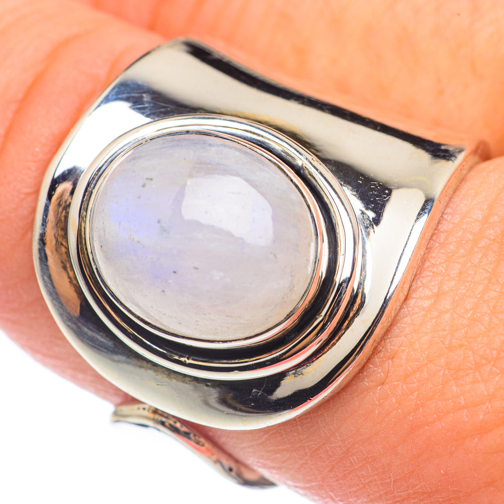 Rainbow Moonstone Rings handcrafted by Ana Silver Co - RING69013