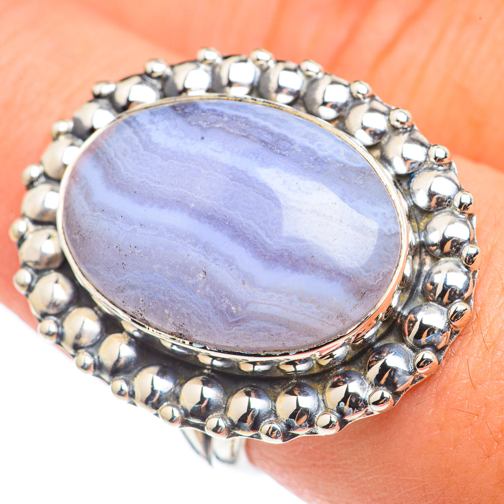 Blue Lace Agate Rings handcrafted by Ana Silver Co - RING69015