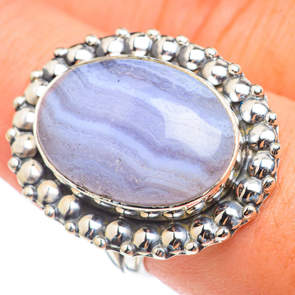 Blue Lace Agate Rings handcrafted by Ana Silver Co - RING69015