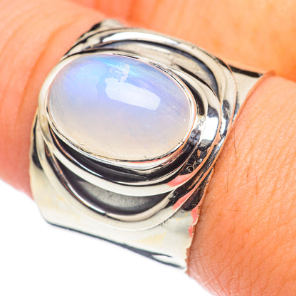 Rainbow Moonstone Rings handcrafted by Ana Silver Co - RING69016