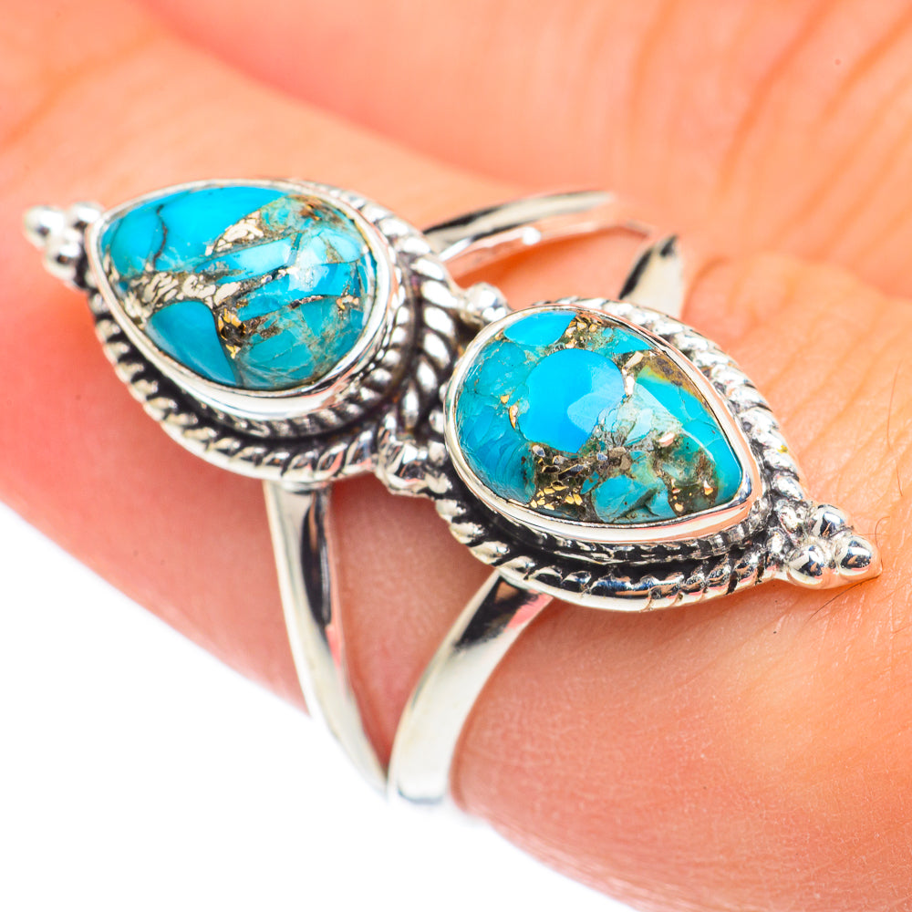 Blue Copper Composite Turquoise Rings handcrafted by Ana Silver Co - RING69027