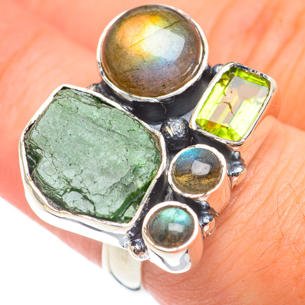 Chrysoprase, Labradorite, Peridot Rings handcrafted by Ana Silver Co - RING69029
