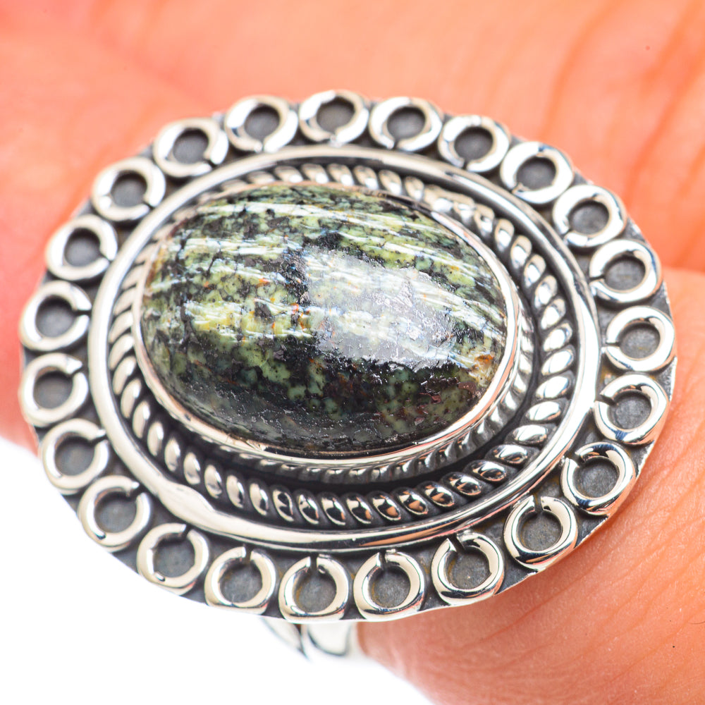 Green Vein Jasper Rings handcrafted by Ana Silver Co - RING69031