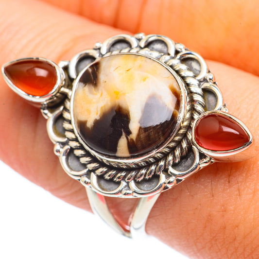 Peanut Wood Jasper, Red Onyx Rings handcrafted by Ana Silver Co - RING69033