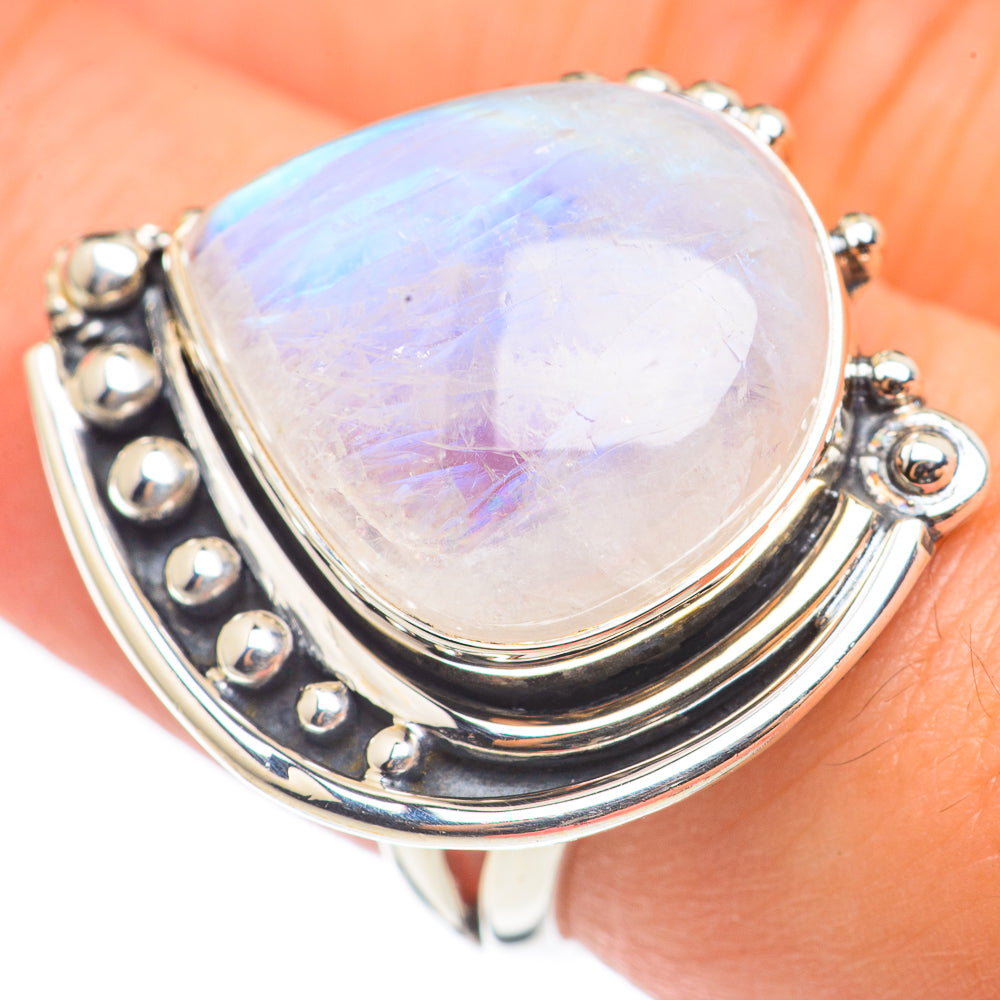Rainbow Moonstone Rings handcrafted by Ana Silver Co - RING69052