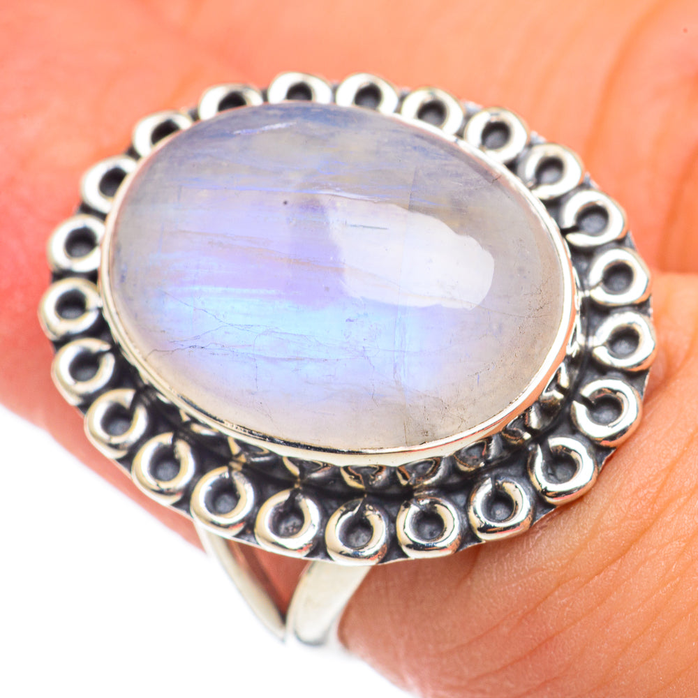 Rainbow Moonstone Rings handcrafted by Ana Silver Co - RING69054