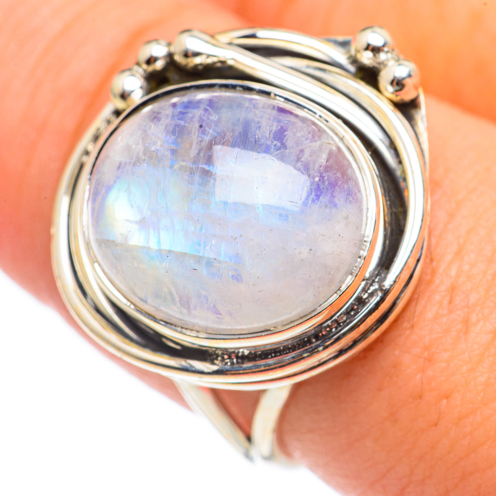 Rainbow Moonstone Rings handcrafted by Ana Silver Co - RING69055