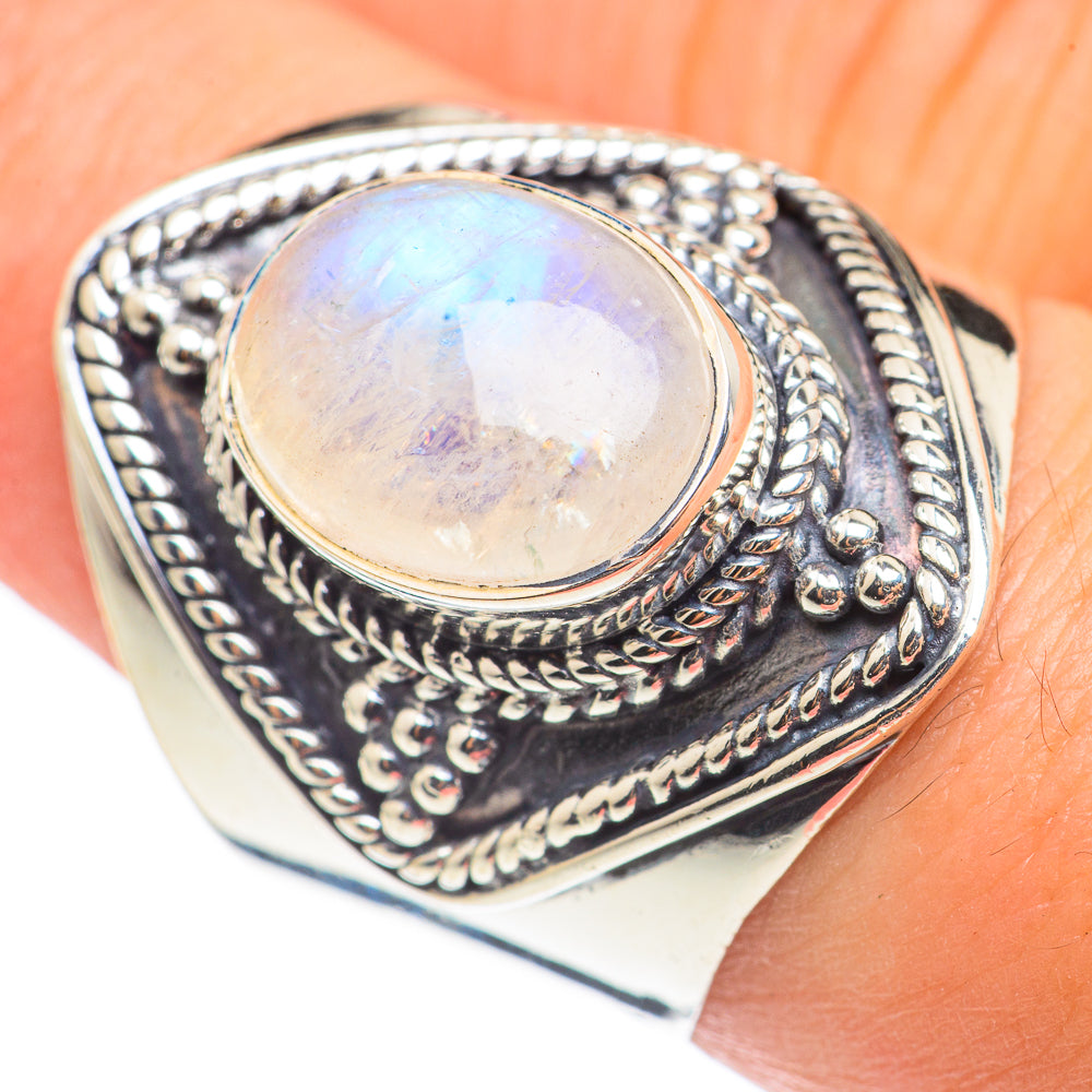 Rainbow Moonstone Rings handcrafted by Ana Silver Co - RING69056