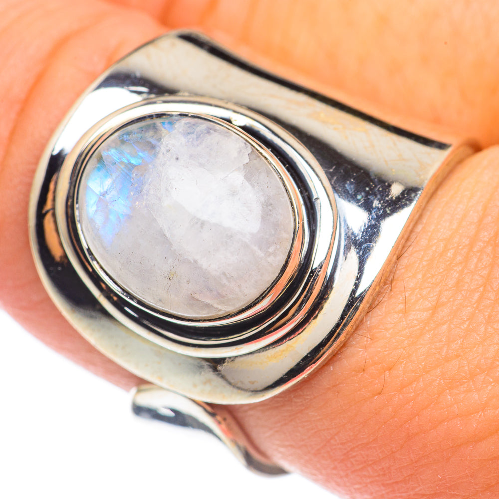 Rainbow Moonstone Rings handcrafted by Ana Silver Co - RING69057