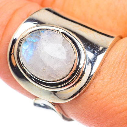 Rainbow Moonstone Rings handcrafted by Ana Silver Co - RING69057