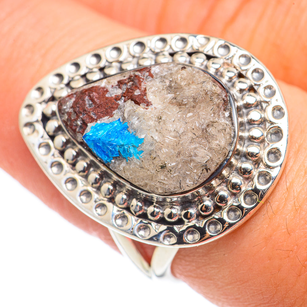 Cavansite Crystal Rings handcrafted by Ana Silver Co - RING69058
