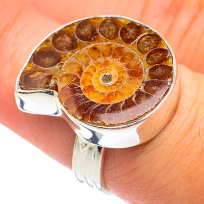 Ammonite Fossil Rings handcrafted by Ana Silver Co - RING69070