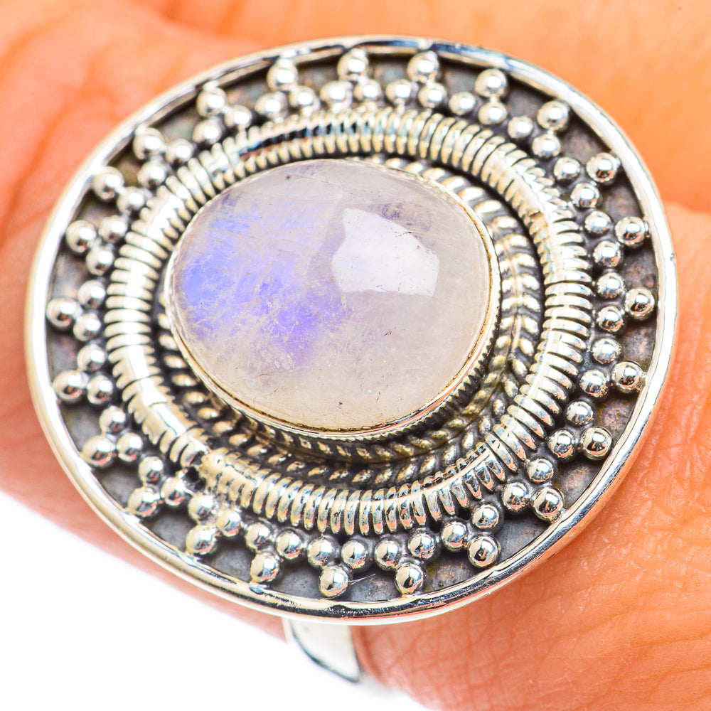 Rainbow Moonstone Rings handcrafted by Ana Silver Co - RING69089