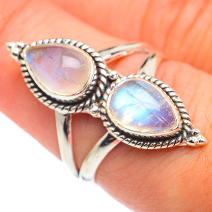 Rainbow Moonstone Rings handcrafted by Ana Silver Co - RING69090