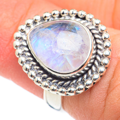 Rainbow Moonstone Rings handcrafted by Ana Silver Co - RING69092