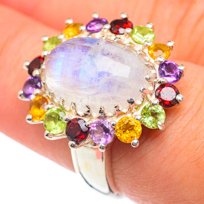 Rainbow Moonstone, Garnet, Peridot, Amethyst, Citrine Rings handcrafted by Ana Silver Co - RING69095