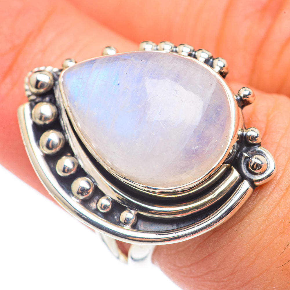 Rainbow Moonstone Rings handcrafted by Ana Silver Co - RING69121