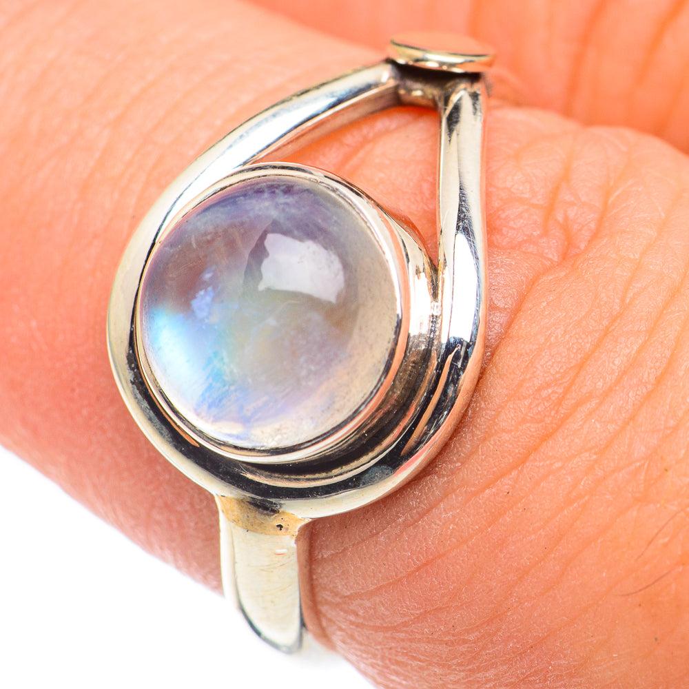 Rainbow Moonstone Rings handcrafted by Ana Silver Co - RING69123
