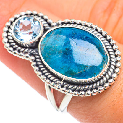 Chrysocolla In Quartz, Blue Topaz Rings handcrafted by Ana Silver Co - RING69128