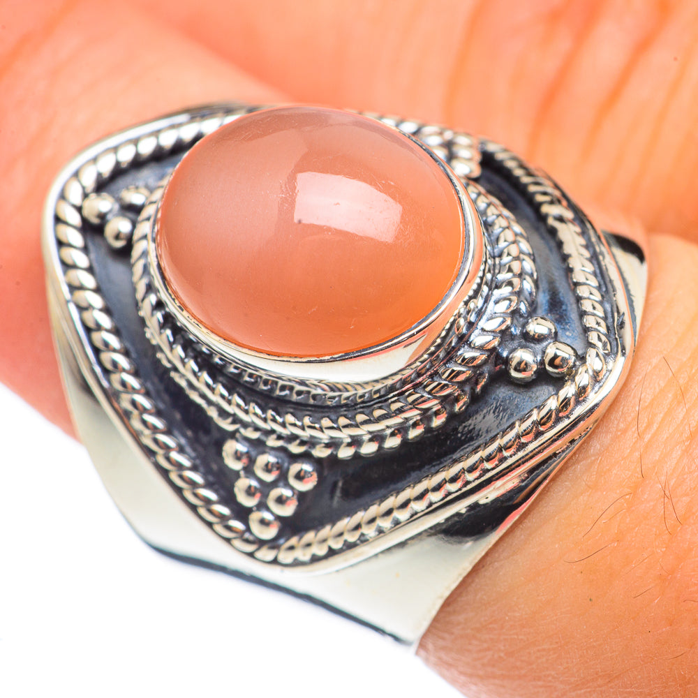 Peach Moonstone Rings handcrafted by Ana Silver Co - RING69143