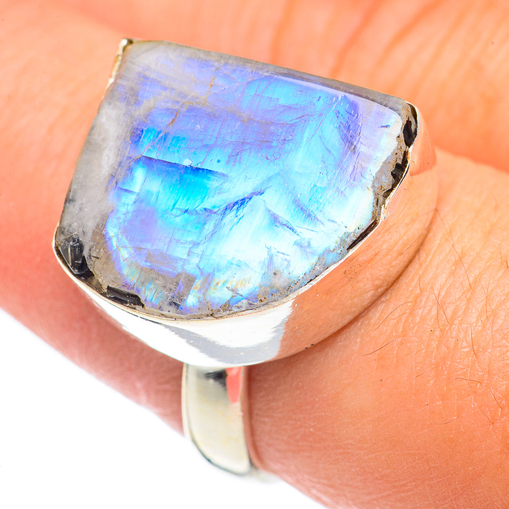 Rainbow Moonstone Rings handcrafted by Ana Silver Co - RING69154