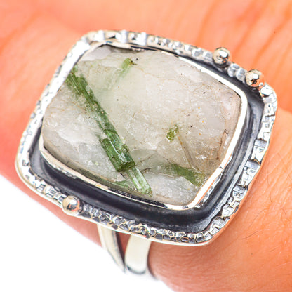 Green Tourmaline In Quartz Rings handcrafted by Ana Silver Co - RING69155