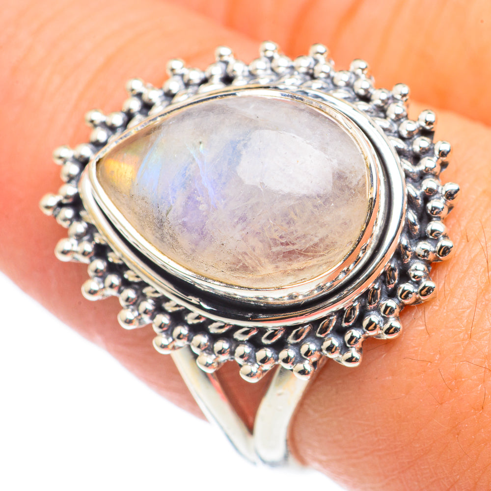 Rainbow Moonstone Rings handcrafted by Ana Silver Co - RING69156
