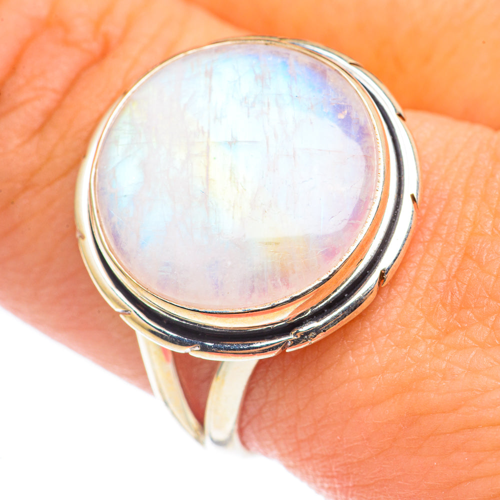 Rainbow Moonstone Rings handcrafted by Ana Silver Co - RING69157