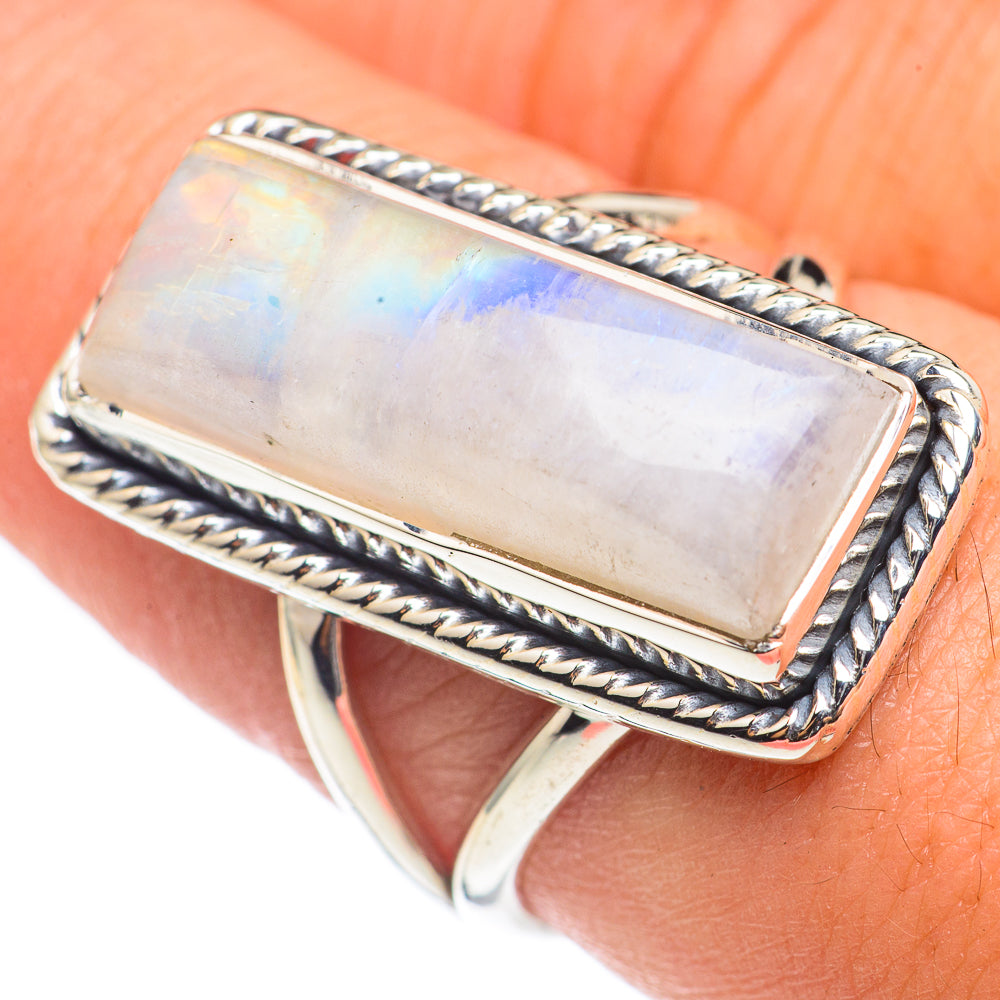 Rainbow Moonstone Rings handcrafted by Ana Silver Co - RING69159