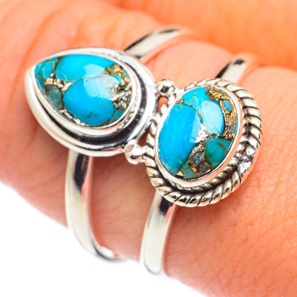 Blue Copper Composite Turquoise Rings handcrafted by Ana Silver Co - RING69164