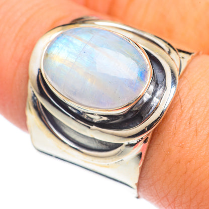 Rainbow Moonstone Rings handcrafted by Ana Silver Co - RING69189