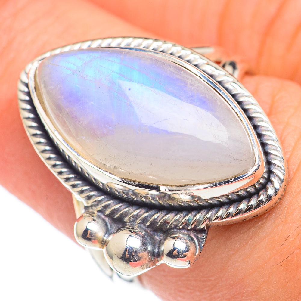 Rainbow Moonstone Rings handcrafted by Ana Silver Co - RING69193