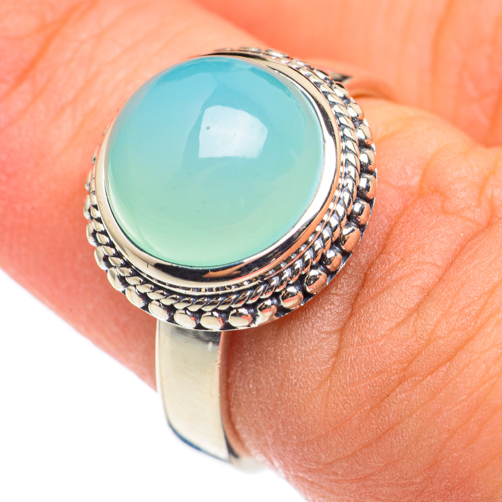 Aqua Chalcedony Rings handcrafted by Ana Silver Co - RING69195