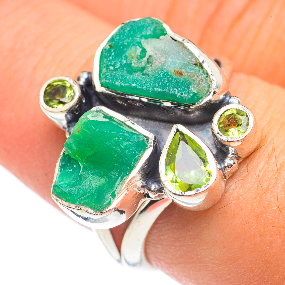 Chrysoprase, Peridot Rings handcrafted by Ana Silver Co - RING69201