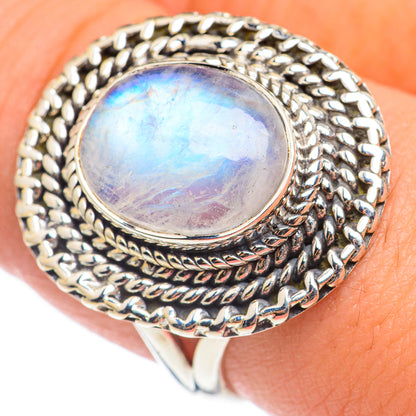 Rainbow Moonstone Rings handcrafted by Ana Silver Co - RING69218
