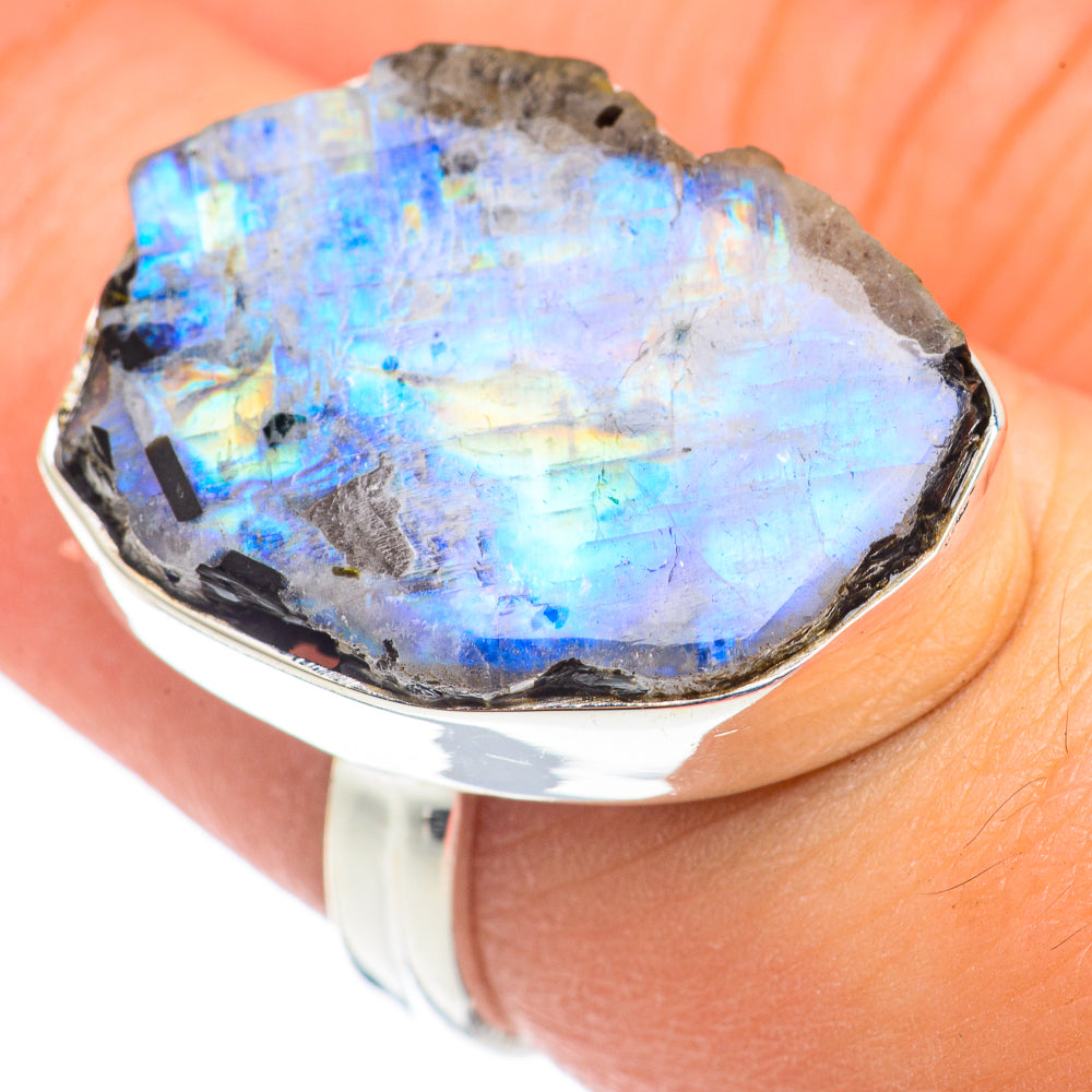 Rainbow Moonstone Rings handcrafted by Ana Silver Co - RING69220