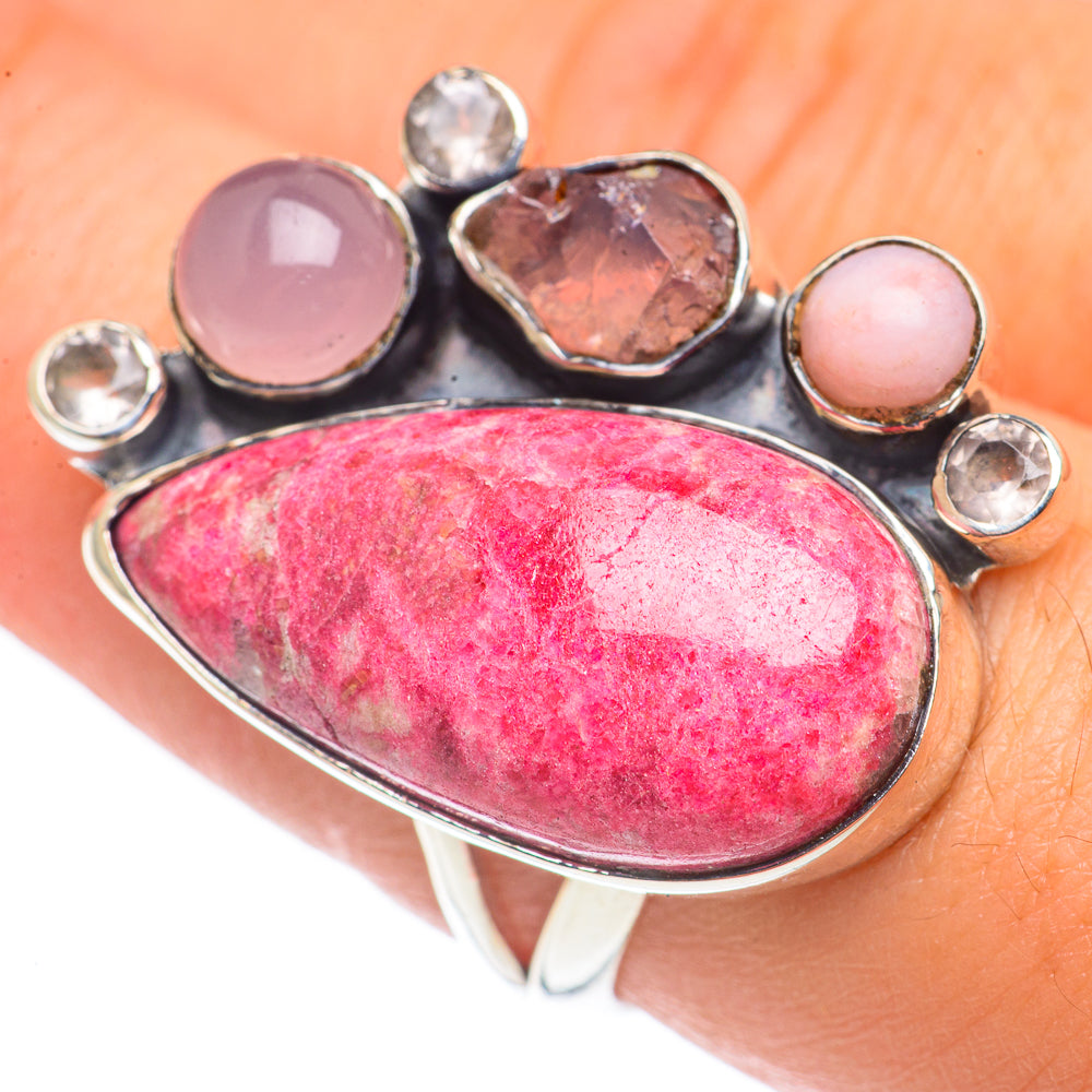 Thulite, Rose Quartz, Pink Opal Rings handcrafted by Ana Silver Co - RING69243