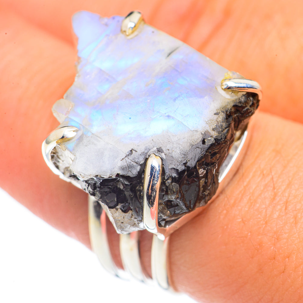 Rainbow Moonstone Rings handcrafted by Ana Silver Co - RING69253