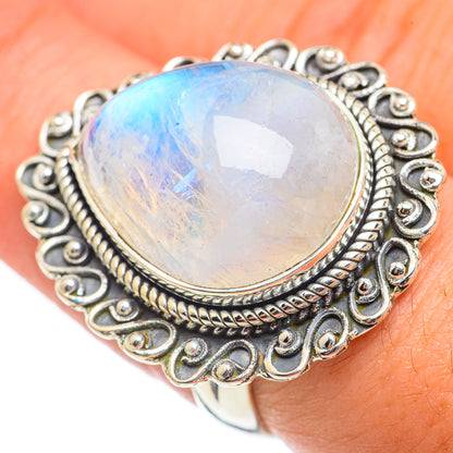 Rainbow Moonstone Rings handcrafted by Ana Silver Co - RING69254