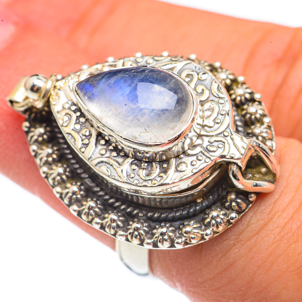 Rainbow Moonstone Rings handcrafted by Ana Silver Co - RING69256
