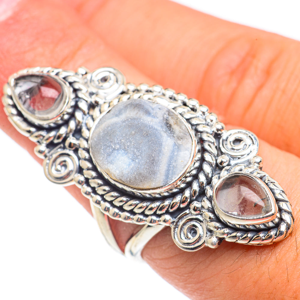 Desert Druzy, Rainbow Moonstone Rings handcrafted by Ana Silver Co - RING69261