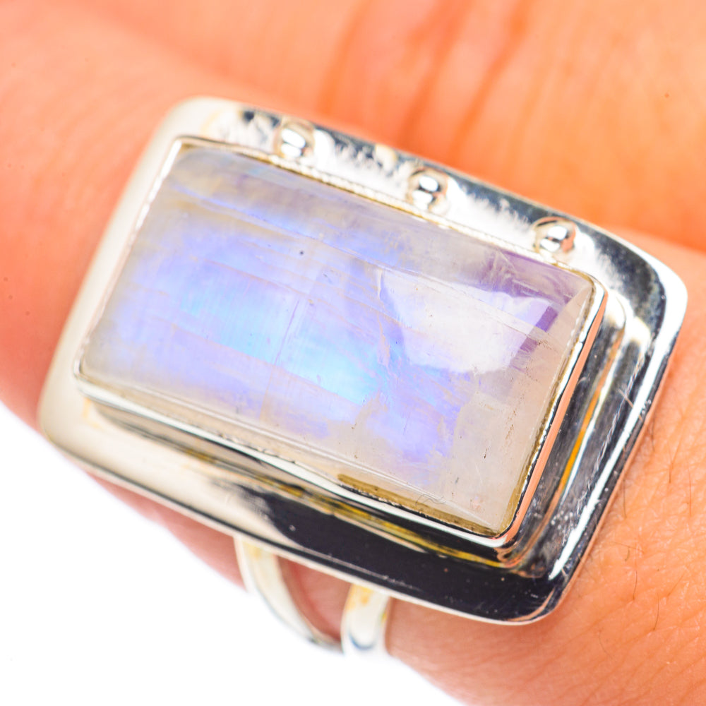 Rainbow Moonstone Rings handcrafted by Ana Silver Co - RING69284