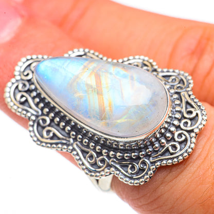Rainbow Moonstone Rings handcrafted by Ana Silver Co - RING69286