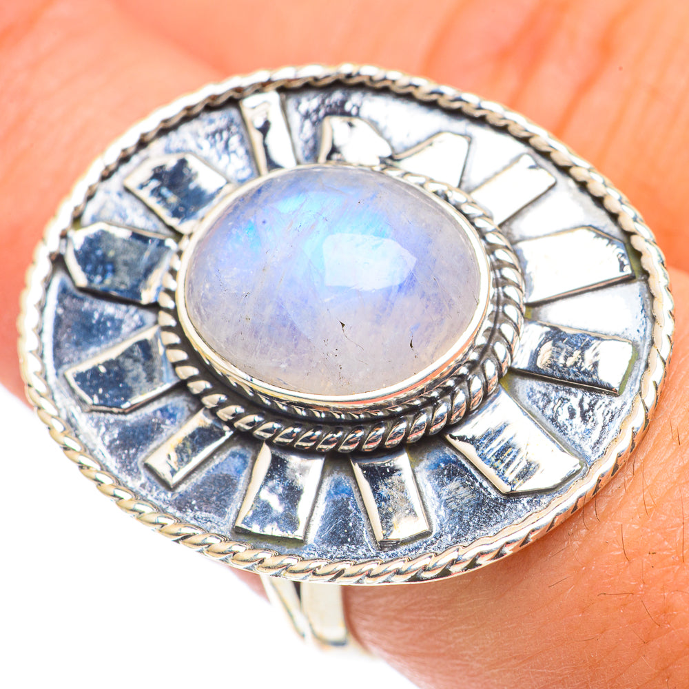 Rainbow Moonstone Rings handcrafted by Ana Silver Co - RING69287