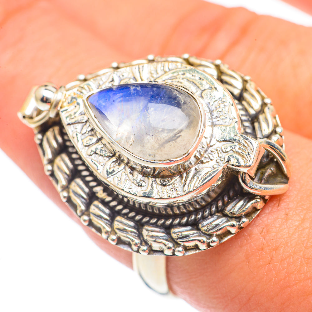 Rainbow Moonstone Rings handcrafted by Ana Silver Co - RING69288
