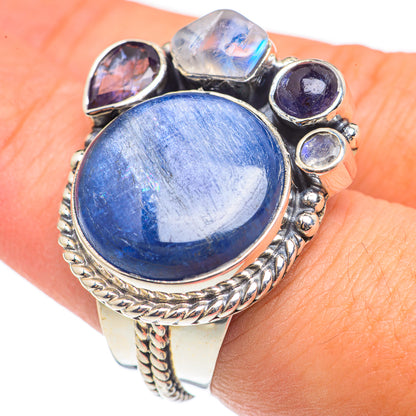 Kyanite, Tanzanite, Rainbow Moonstone Rings handcrafted by Ana Silver Co - RING69292